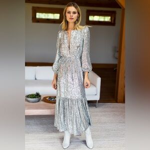 Emerson Fry - FRANCES DRESS - SILVER SEQUIN